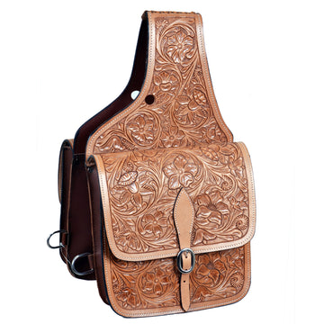 HILASON Western Horse Leather Saddle Bag Heavyduty Traditional Trail Ride Tan